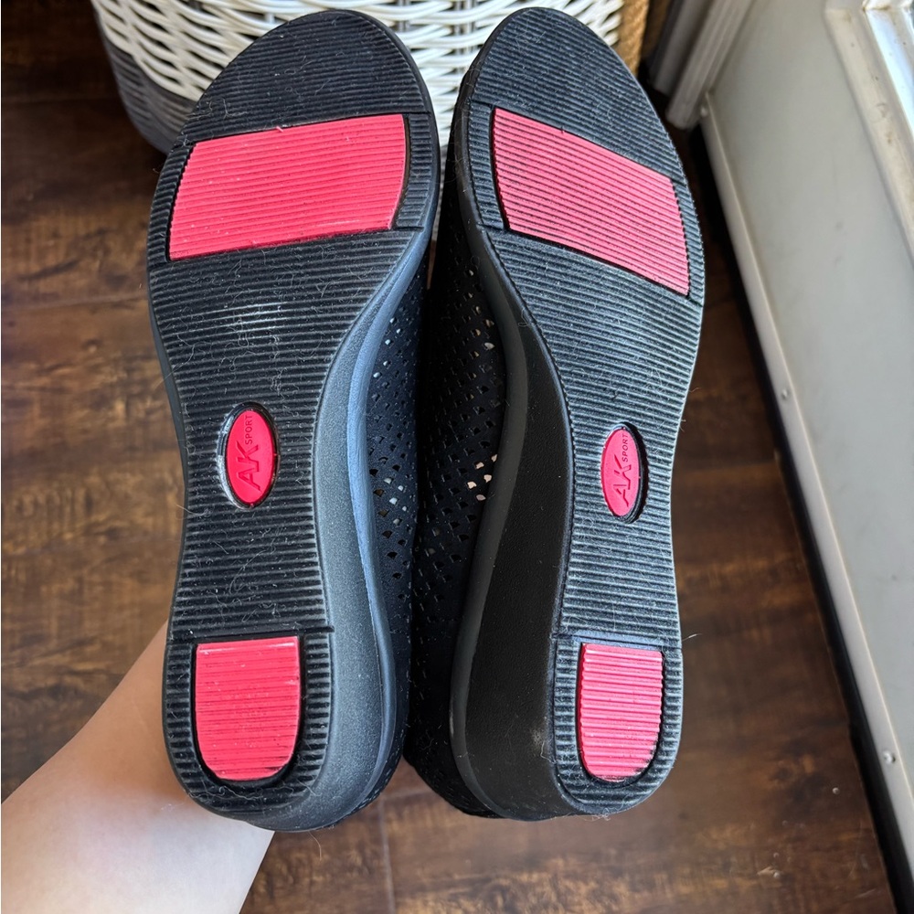 Anne Klein Black Peep-Toe Flats - Picture 5 of 5